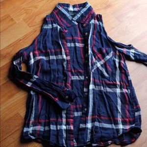 Forever 21 Flannel with Shoulder cut-outs